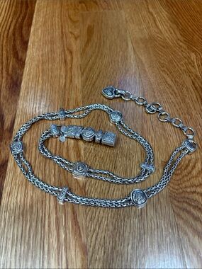 Brighton silver plated chain belt double wheat with hearts chain size Small